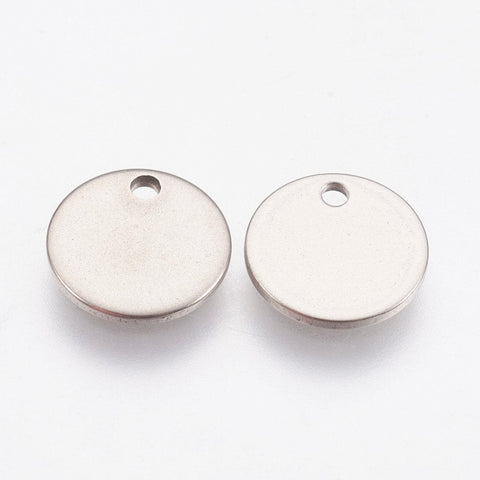 304 Stainless Steel Blank Stamping Tag Pendants, 10mm in diameter 304 Stainless Steel Blank Stamping Tag Pendants, Flat Round, Stainless Steel Color Size: about 10mm in diameter, 1mm thick, Hole: 1mm