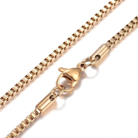 304 Stainless Steel Box Chain Necklaces, Golden (45.5cm), 2mm wide 304 Stainless Steel Box Chain Necklaces, Golden (45.5cm), 2mm wide