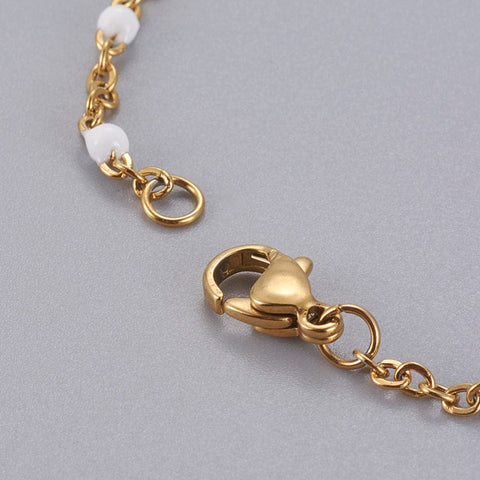 304 Stainless Steel Bracelet, with Enamel, White 20CM 304 Stainless Steel Bracelet, with Enamel, White 20CM
