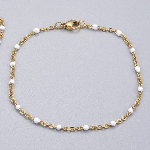 304 Stainless Steel Bracelet, with Enamel, White 20CM 304 Stainless Steel Bracelet, with Enamel, White 20CM