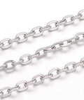 304 Stainless Steel Cable Chain 4.5X3mm 304 Stainless Steel Cable Chains, for Jewelry Making, Stainless Steel Color  Size: about 4.5mm long, 3mm wide, 0.6mm thick