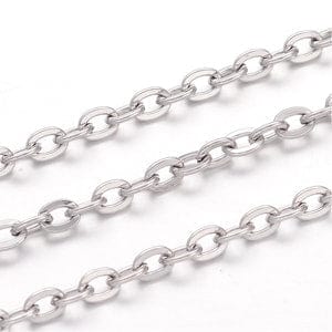 304 Stainless Steel Cable Chain 4.5X3mm 304 Stainless Steel Cable Chains, for Jewelry Making, Stainless Steel Color  Size: about 4.5mm long, 3mm wide, 0.6mm thick