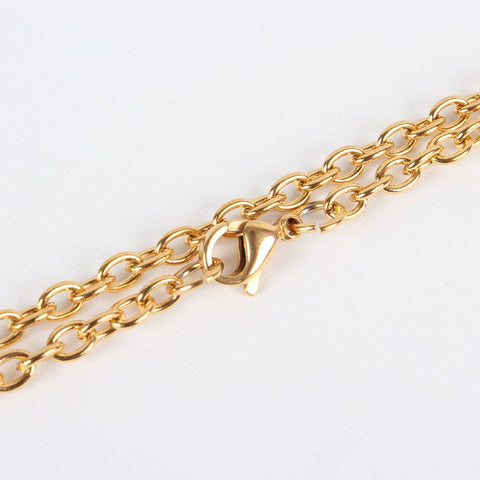 304 Stainless Steel Cable Chain Necklace Golden (59.9cm) long 304 Stainless Steel Cable Chain Necklace Golden (59.9cm) long