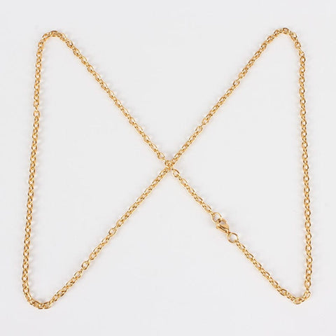 304 Stainless Steel Cable Chain Necklace Golden (59.9cm) long 304 Stainless Steel Cable Chain Necklace Golden (59.9cm) long