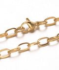 304 Stainless Steel Cable Chain Necklaces, Golden (75cm) long 304 Stainless Steel Cable Chain Necklaces, with Lobster Claw Clasps, Golden Size: about 29.52"(75cm) long, 1mm wide, link: 7x4x1mm, ring: 5.5x1mm.