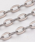304 Stainless Steel Cable Chains 3mm 304 Stainless Steel Cable Chains, Decorative Chain, Stainless Steel Color Size: about 3mm long, 1.6mm wide, 0.4mm thick