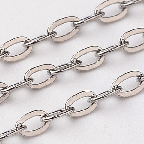 304 Stainless Steel Cable Chains, Soldered, Flat Oval, 3.6X2.3mm 304 Stainless Steel Cable Chains, Soldered, Flat Oval, 3.6X2.3mm