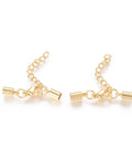 304 Stainless Steel Chain Extender, with Cord Ends, Golden  31mm Vacuum Plating 304 Stainless Steel Chain Extender, with Cord Ends and Alloy Lobster Claw Clasps, Golden Size: about 31mm long, clasp: 10x7x3mm, extend chain: 27x3mm, cord end: 8.5x4mm, 3mm inner diameter.