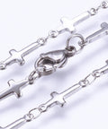 304 Stainless Steel Chain Necklace, Cross, (45.5cm) 304 Stainless Steel Chain Necklaces, with Lobster Claw Clasps, Cross, Stainless Steel Color Size: about 17.9"(45.5cm) long, link: 13.5x5x1.5mm.