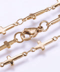 304 Stainless Steel Chain Necklaces, Cross, Golden (45.5cm) long 304 Stainless Steel Chain Necklaces, with Lobster Claw Clasps, Cross, Golden Size: about 17.9"(45.5cm) long, link: 13.5x5x1.5mm.