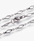 304 Stainless Steel Chain Necklaces, Rhombus, Steel Color (45cm) long 304 Stainless Steel Chain Necklaces, with Lobster Claw Clasps, Rhombus, Stainless Steel Color Size: about 17.7"(45cm) long, link: 13x4x1mm.