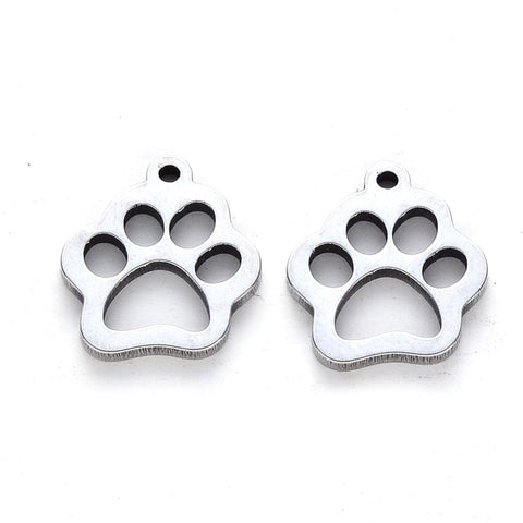 304 Stainless Steel Charms, Laser Cut, Dogs Paw Print 14X12mm 304 Stainless Steel Charms, Laser Cut, Dogs Paw Print 14X12mm