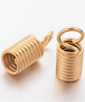 304 Stainless Steel Coil Cord End, Tube, Golden 304 Stainless Steel Coil Cord End, Tube, Golden