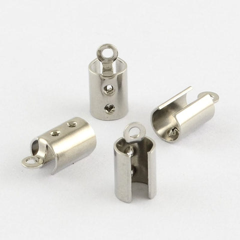 304 Stainless Steel Column Cord Ends, 10.5mm 304 Stainless Steel Column Cord Ends, Stainless Steel Color Size: about 10.5mm long, 5mm wide, 5mm thick, hole: 1mm.