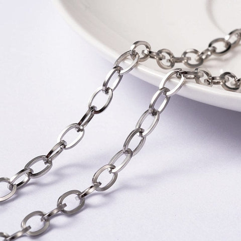304 Stainless Steel Cross Chains, Cable Chains 304 Stainless Steel Cross Chains, Cable Chains, Stainless Steel Color Size: about 4mm wide, 7mm long, 0.8mm thick