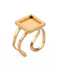 304 Stainless Steel Cuff Pad Ring Settings, Square, Golden 17.5~18mm 304 Stainless Steel Cuff Pad Ring Settings, Square, Golden 17.5~18mm
