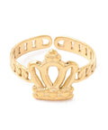 ION GOLD PLATED (SR8687-G) 304 Stainless Steel Cuff Ring, Crown, 16.5mm 304 Stainless Steel Cuff Ring, Crown, 16.5mm