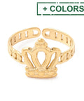 304 Stainless Steel Cuff Ring, Crown, 16.5mm 304 Stainless Steel Cuff Ring, Crown, 16.5mm