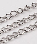304 Stainless Steel Curb Chains Twisted Chains, Soldered, 4MM 304 Stainless Steel Curb Chains Twisted Chains, Soldered, Stainless Steel Color  Size: about 3mm wide, 4mm long, 0.5mm thick.