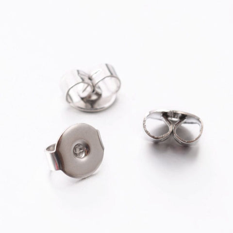 304 Stainless Steel Ear Nuts, Stainless Steel Color, 5mm 304 Stainless Steel Earnuts, Stainless Steel Color Size: about 5mm wide, 6mm long, 3mm thick, hole: 0.8mm.