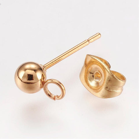GOLDEN 304 Stainless Steel Ear Stud, 7MM 304 Stainless Steel Ear Stud Components, Golden Size: about 4mm wide, 7mm long, hole: 2mm; pin: 0.7mm.