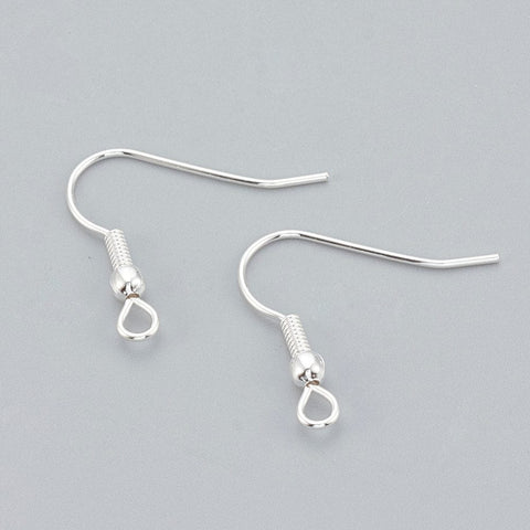 304 Stainless Steel Earring Hooks, Light 925 Sterling Silver Plating, 20mm 304 Stainless Steel Earring Hooks, Ear Wire, Ear Wire, 925 Sterling Silver Plated Size: about 20mm long, 20mm wide, 3mm thick, hole: 2mm; pin: 0.8mm.