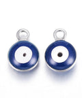 MEDIUM BLUE 304 Stainless Steel Enamel Charms, Flat Round, Eye, 8MM, Choose Color 304 Stainless Steel Enamel Charms, Flat Round, Eye, 6x8.5mm, 4mm thick