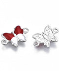 RED / WHITE 304 Stainless Steel Enamel Links Butterfly 304 Stainless Steel Enamel Links Butterfly