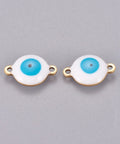 GOLD / WHITE / LIGHT BLUE 304 Stainless Steel Enamel Links, Flat Round with Evil Eye, 10mm wide, 14.5mm long, 4.5mm 304 Stainless Steel Enamel Links, Flat Round with Evil Eye, Golden, White Size: about 10mm wide, 14.5mm long, 4.5mm thick, hole: 1.4mm.