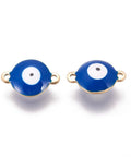 GOLD / BLUE 304 Stainless Steel Enamel Links, Flat Round with Evil Eye, 10mm wide, 14.5mm long, 4.5mm 304 Stainless Steel Enamel Links, Flat Round with Evil Eye, Golden, White Size: about 10mm wide, 14.5mm long, 4.5mm thick, hole: 1.4mm.