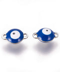 STEEL / BLUE 304 Stainless Steel Enamel Links, Flat Round with Evil Eye, 10mm wide, 14.5mm long, 4.5mm 304 Stainless Steel Enamel Links, Flat Round with Evil Eye, Golden, White Size: about 10mm wide, 14.5mm long, 4.5mm thick, hole: 1.4mm.