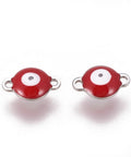 STEEL / RED 304 Stainless Steel Enamel Links, Flat Round with Evil Eye, 10mm wide, 14.5mm long, 4.5mm 304 Stainless Steel Enamel Links, Flat Round with Evil Eye, Golden, White Size: about 10mm wide, 14.5mm long, 4.5mm thick, hole: 1.4mm.