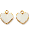 GOLDEN 304 Stainless Steel Enamel Pendants, Flat Heart, White, 10mm 304 Stainless Steel Enamel Pendants, Flat Heart, White, 10mm