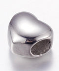 304 Stainless Steel European Beads, Large Hole Beads, Heart, 11mm 304 Stainless Steel European Beads, Large Hole Beads, Heart, 11mm