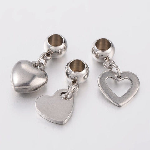 304 Stainless Steel European Random Large Hole Dangle Charms, 21~22mm 304 Stainless Steel European Random Large Hole Dangle Charms, 21~22mm