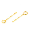 304 Stainless Steel Eye Pins, Golden 15mm 304 Stainless Steel Eye Pins, Golden 15mm