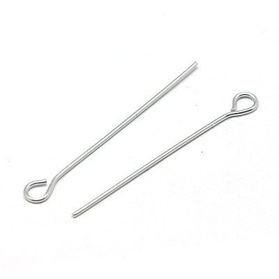 304 Stainless Steel Eyepins, 30mm 304 Stainless Steel Eyepins  Size: about 30mm long, pin: 0.6mm, hole: 2mm