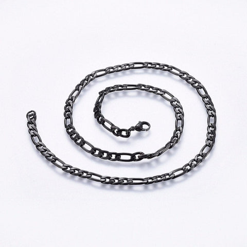304 Stainless Steel Figaro Chain Necklaces, Gunmetal (51cm) long 304 Stainless Steel Figaro Chain Necklaces, Gunmetal (51cm) long