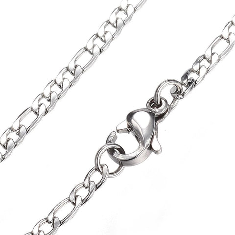 304 Stainless Steel Figaro Chain Necklaces, with Lobster Clasp, Stainless Steel Color Size: about 19.7"(50cm) long, 2mm wide 304 Stainless Steel Figaro Chain Necklaces, with Lobster Clasp, Stainless Steel Color Size: about 19.7"(50cm) long, 2mm wide