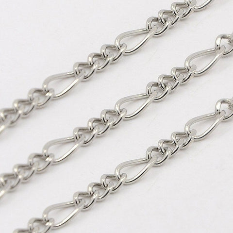 304 Stainless Steel Figaro Chains, Decorative Chains ​​304 Stainless Steel Figaro Chains, Decorative Chains, Stainless Steel Color