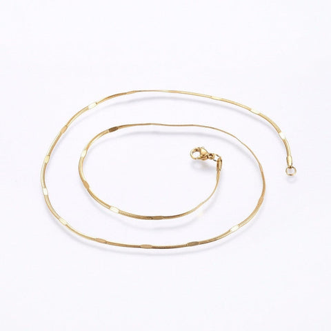 GOLDEN 304 Stainless Steel Flat Snake Chain Necklace  (45cm) 304 Stainless Steel Flat Snake Chain Necklace  (45cm)
