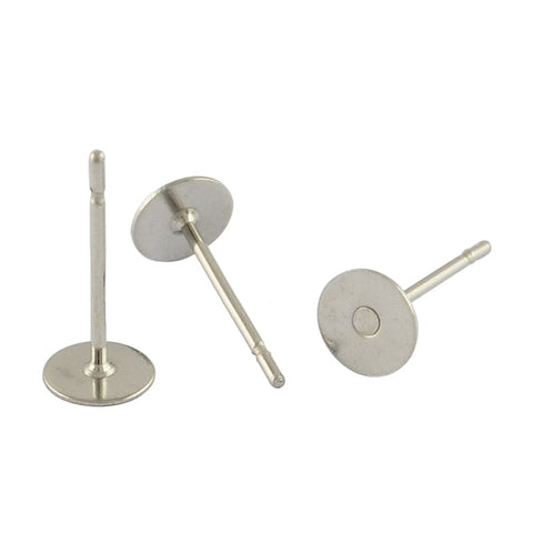 304 Stainless Steel Flat Stud Earring, 12mm 304 Stainless Steel Flat Round Blank Peg Stud Earring Findings, Stainless Steel Color Size: about 12mm long, 8mm wide, pin: 0.6mm.