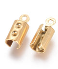 304 Stainless Steel Folding Crimp Ends, Golden, 4x10mm 304 Stainless Steel Folding Crimp Ends, Golden, 4x10mm