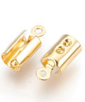 304 Stainless Steel Folding Crimp Ends, Golden, 9.5x4mm 304 Stainless Steel Folding Crimp Ends, Golden, 9.5x4mm