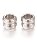 304 Stainless Steel Grooved European Beads, Large Hole Beads, 10mm 304 Stainless Steel Grooved European Beads, Large Hole Beads, 10mm