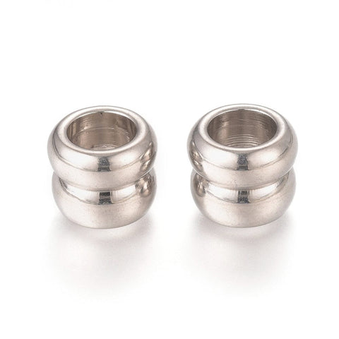 304 Stainless Steel Grooved European Beads, Large Hole Beads, 10mm 304 Stainless Steel Grooved European Beads, Large Hole Beads, 10mm