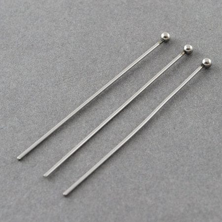 304 Stainless Steel Head Pins, 30mm 304 Stainless Steel Ball Head pins Size: about 30mm long, pin: 0.7mm, ball: 2mm in diameter.