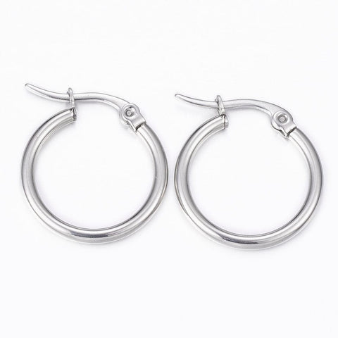 304 Stainless Steel Hoop Earrings,  20mm 304 Stainless Steel Hoop Earrings, Stainless Steel Color Size: about 20mm long, 19mm wide, 2mm thick, pin: 1x0.8mm.