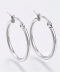 304 Stainless Steel Hoop Earrings, 34~36mm (2 pairs) 304 Stainless Steel Hoop Earrings, Stainless Steel Color Size: about 34~36mm in diameter, 2mm thick; pin: 0.7x1mm