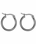 304 Stainless Steel Hoop Earrings, Gunmetal Size: about 19~21mm in diameter (2 PAIRS) 304 Stainless Steel Hoop Earrings, Gunmetal Size: about 19~21mm in diameter, 2mm thick; pin: 0.7x1mm